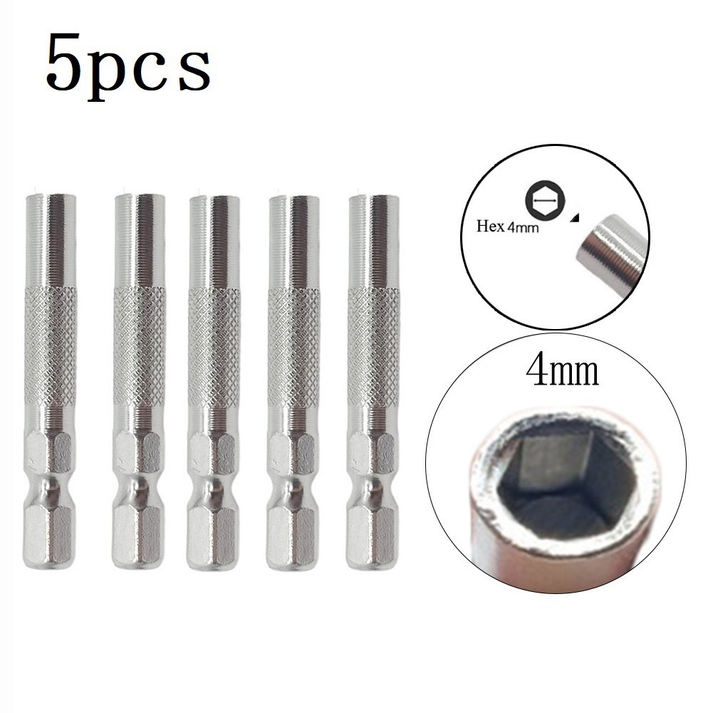 Silver 6.35mm 1/4″ Insert Bit Adapter 5PCS Hex 6.35mm Electric Screwdriver