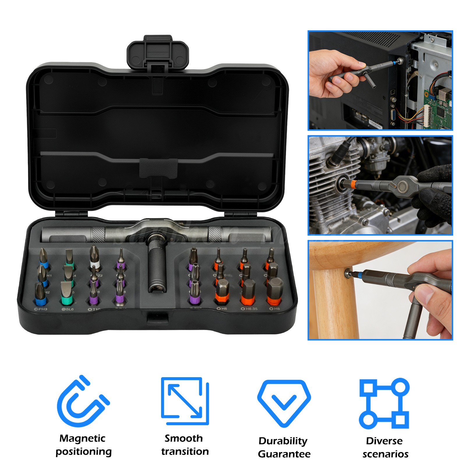 25PCS 24 in 1 Magnetic Screwdriver Head Set PC Phone Electronics Repair Tool Kit