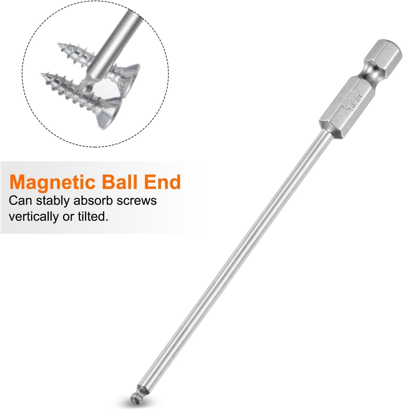 HARFINGTON 2pcs Ball End Hex Screwdriver Bit Set 2.5mm (H2.5) x 100mm