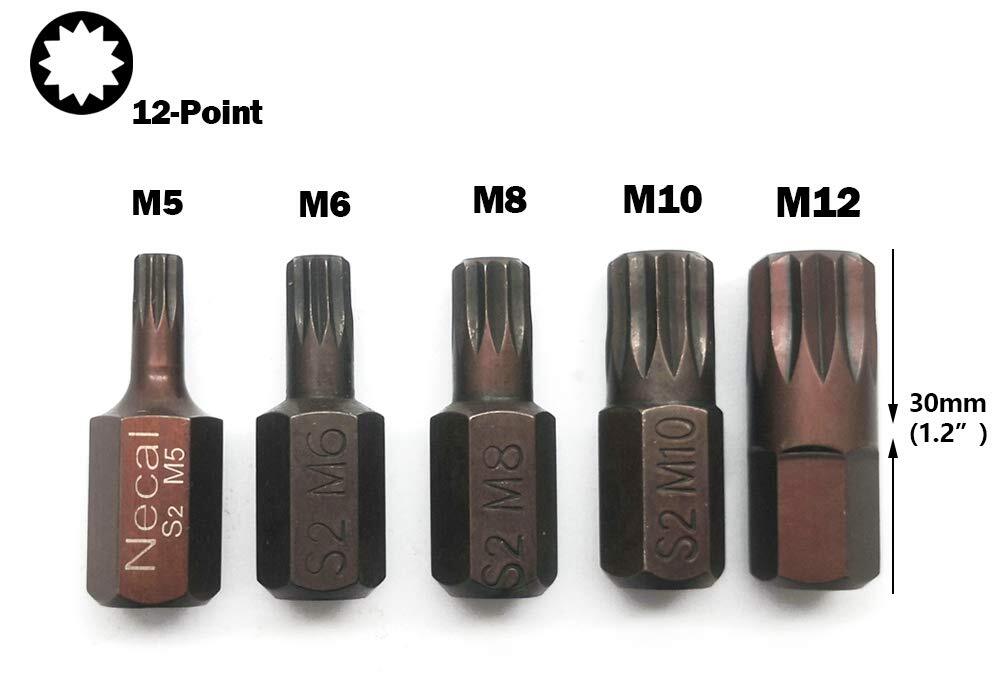 5pcs 12 Point Triple Square Spline Bit 12 Point Torx Screwdriver Bits With Hex S
