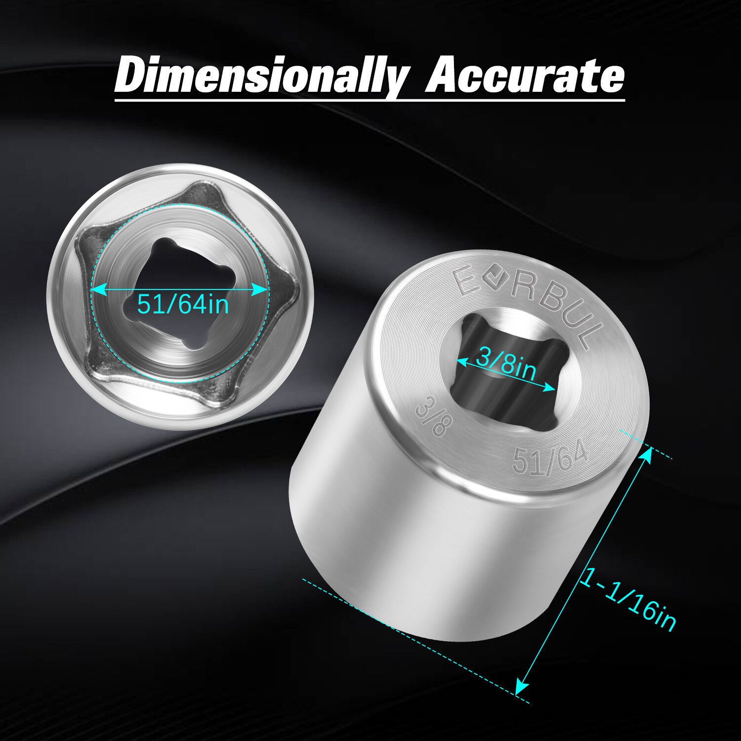 New Penta 51/64″ 5 Point 3/8″ Drive Utility Impact Socket for Valve 5-Point Nuts
