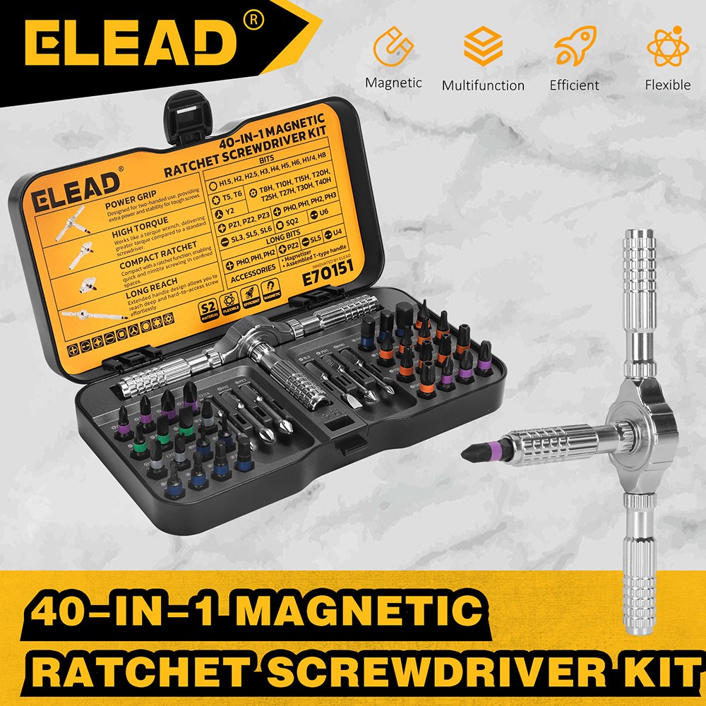 40 in 1 Magnetic Ratchet Screwdriver Set Multi Bit Set Repair Tool Kit DIY