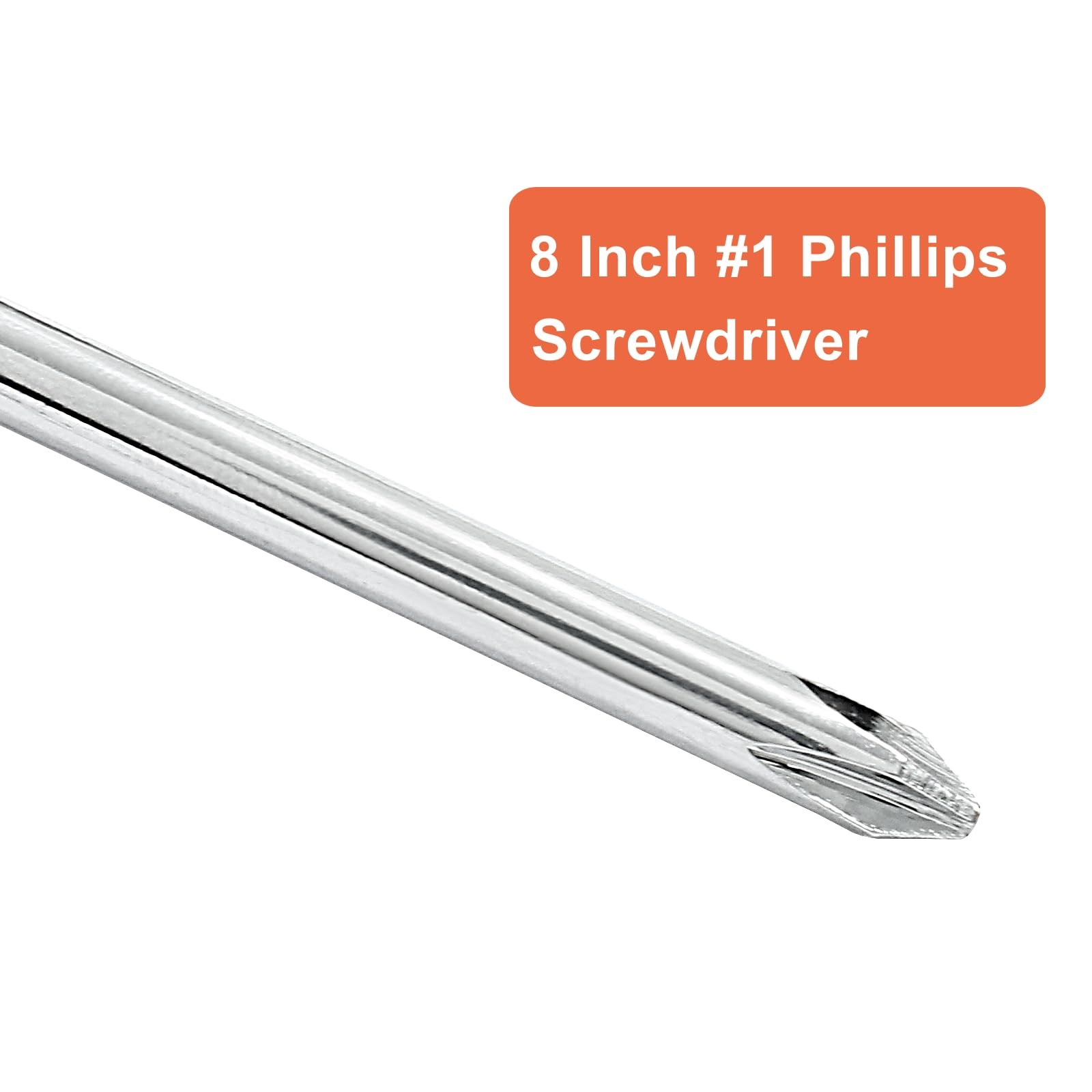 8″ Phillips Screwdriver #1 Extra Long Shaft Magnetic Tip Red Handle