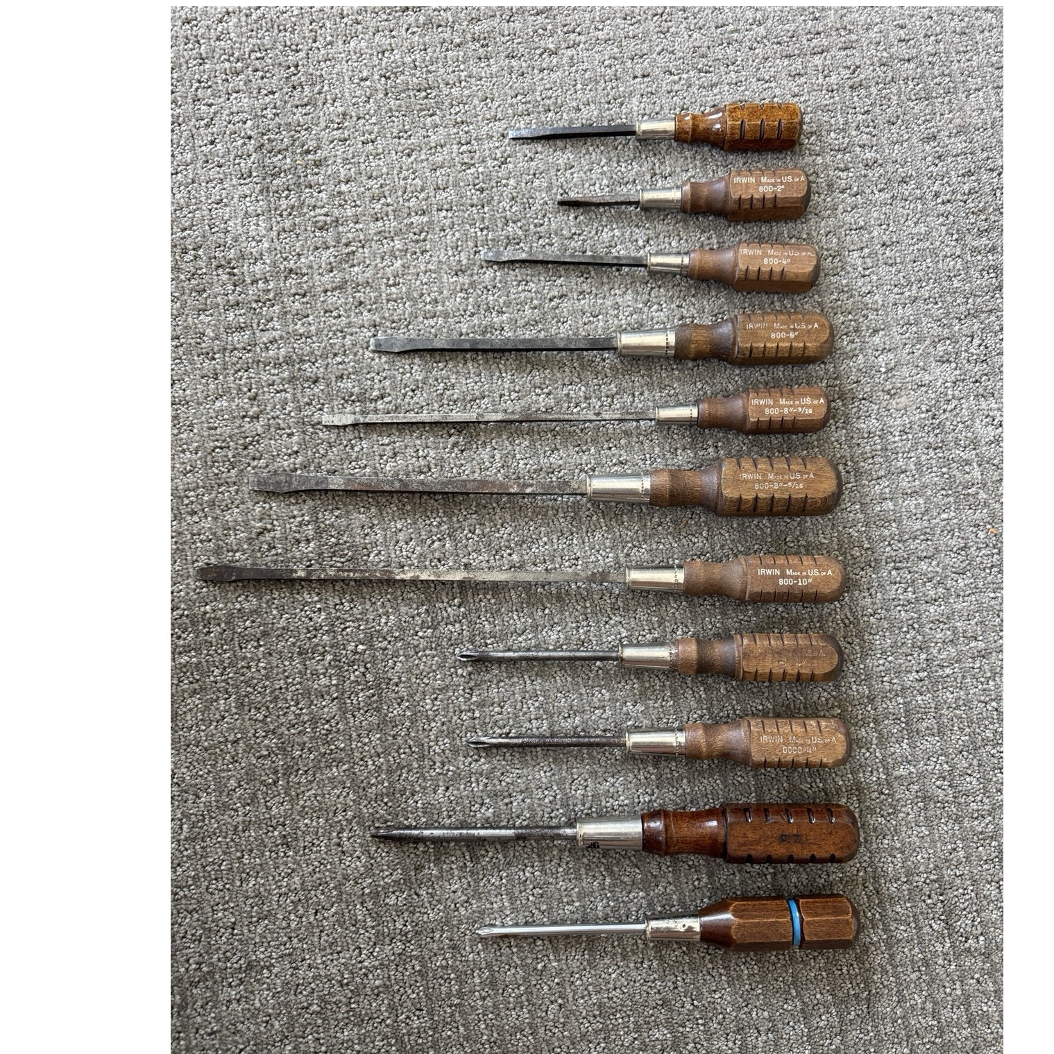 IRWIN 800 Series Wood Handle Screwdriver Set 11pc Slotted/Phillips Made in USA