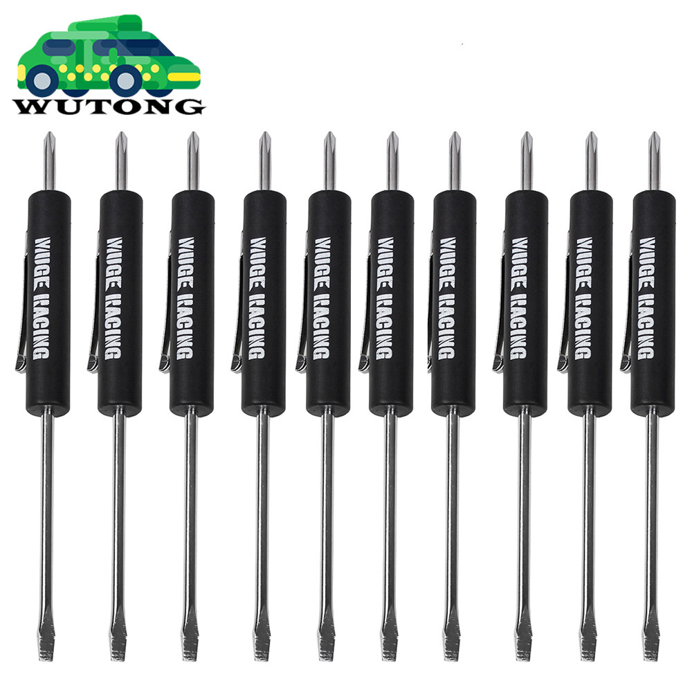 10x Black Mini Pocket Screwdriver Phillips & Flat Head Tip with Magnet and Clip