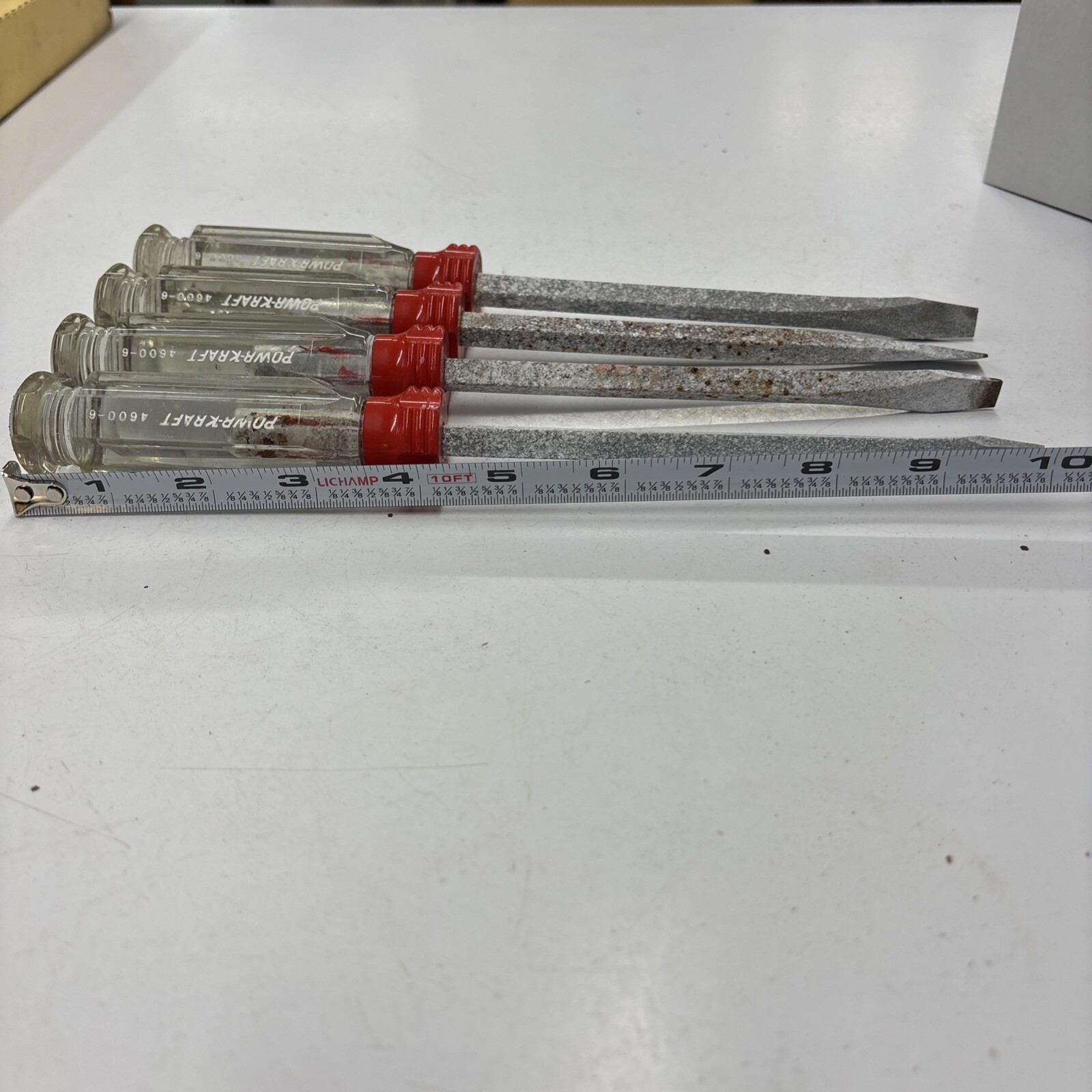 4 Vintage 6″ Screwdrivers Plastic Handle 4600-006 Powr-Kraft See Photos