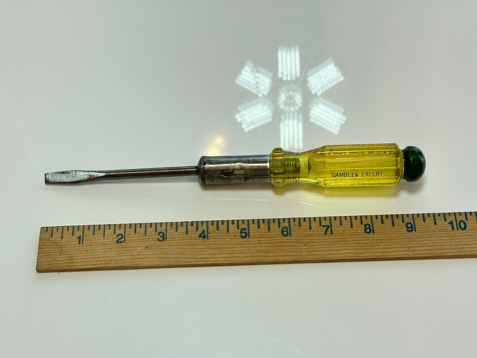 GAMBLES EXPERT USA Made RARE B13-4654 Clear Amber Handle Ratcheting Screwdriver