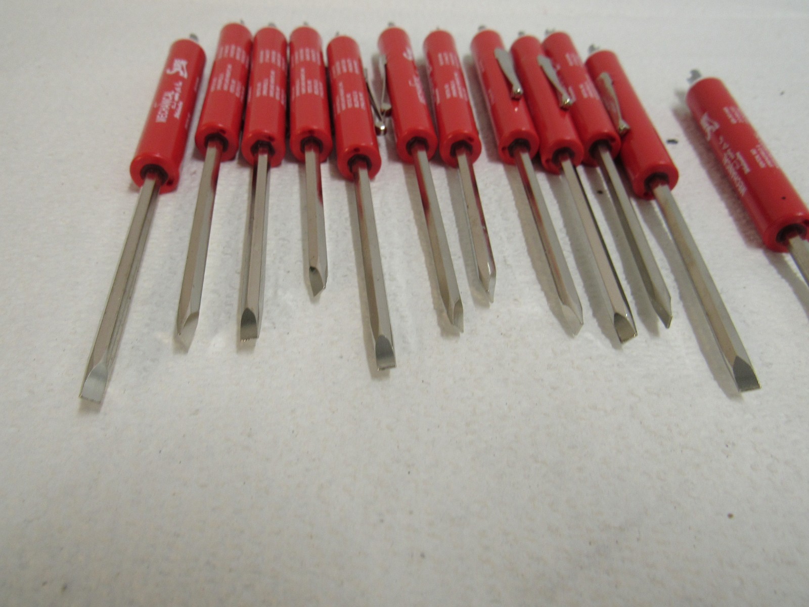 Lot of 12 “Branded” Pocket Screwdrivers Phillips & Flathead
