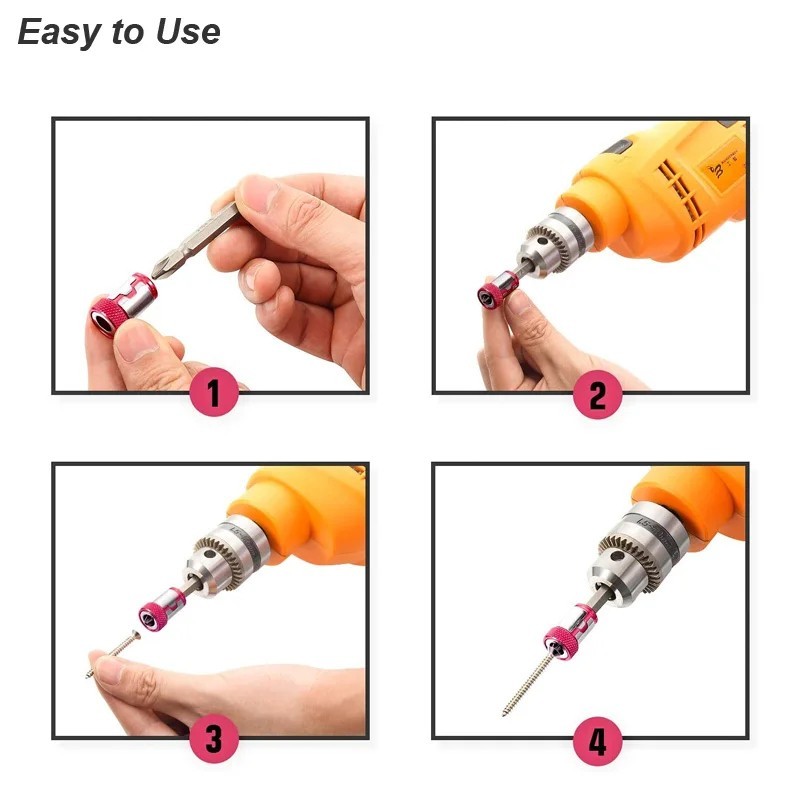 6 x Screwdriver Head Magnetic Ring Pivoting Bit Tip Screw Holder Magnetizer