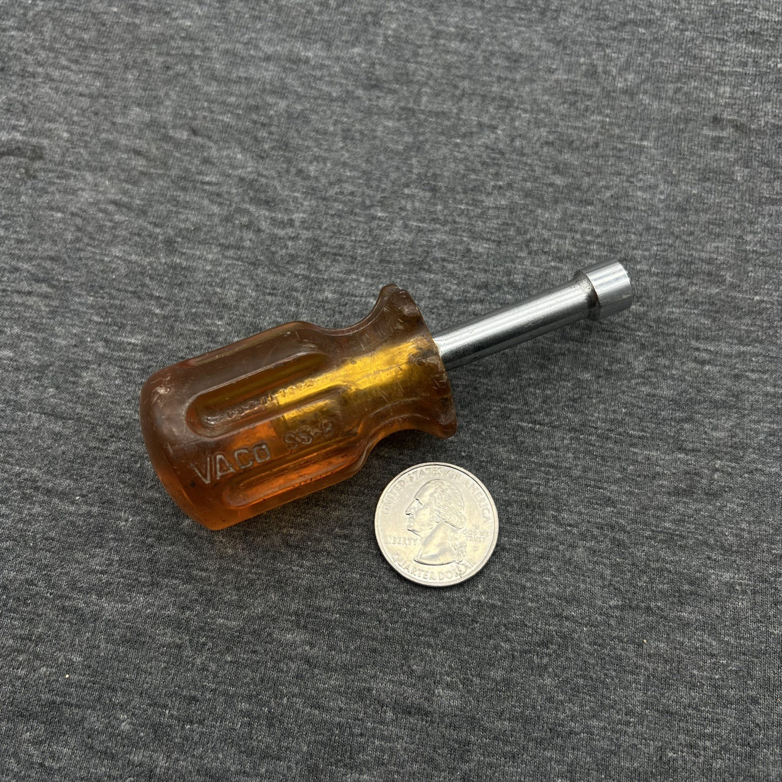 VACO Tools 1/4” Stubby Nut Driver 4 Inches Long SS8 Yellow Handle USA