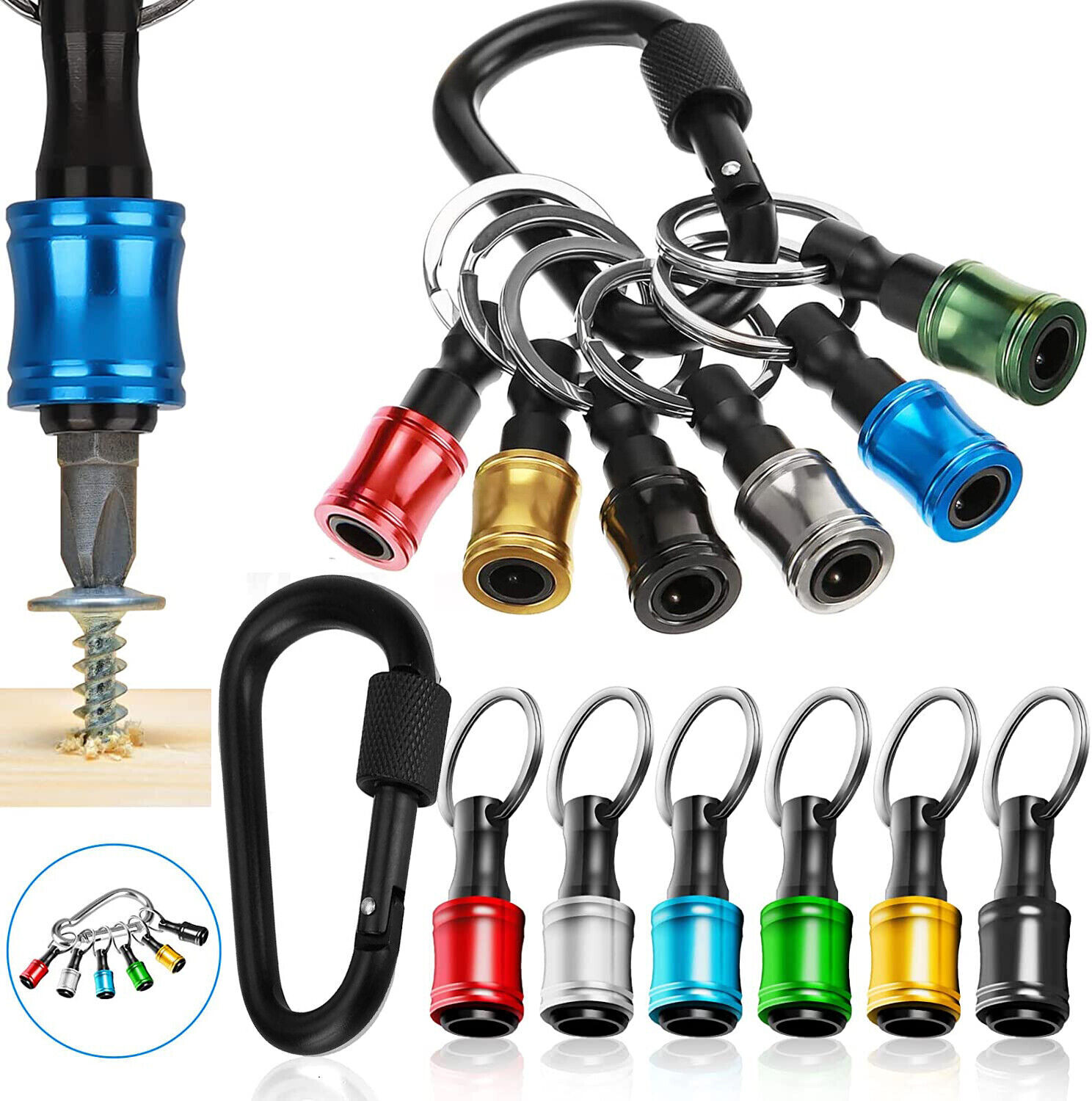 14PCS 1/4″ Hex Shank Quick Release Keychain Screwdriver Drill Bit Holder Bit Set