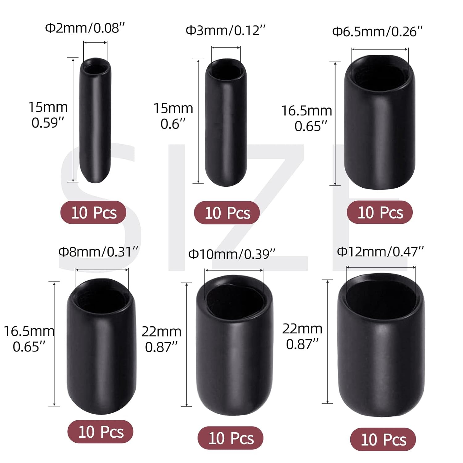 Aleric Rubber End Caps – 60pcs Flexible Screw Thread Protector Covers Black
