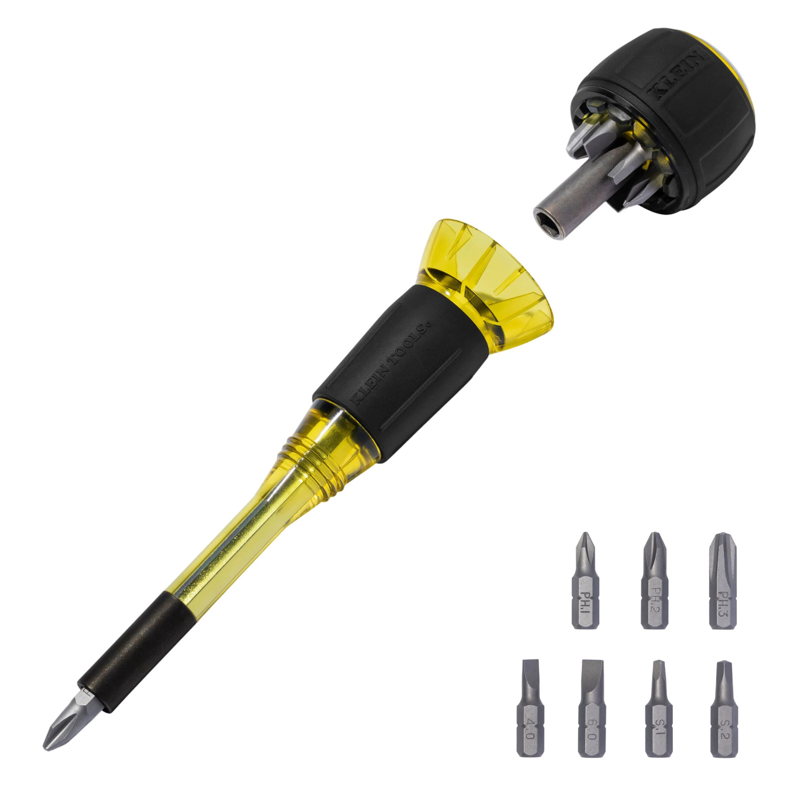 Klein Tools 32961A 8-in-1 Tru-Grip Screwdriver with Stubby