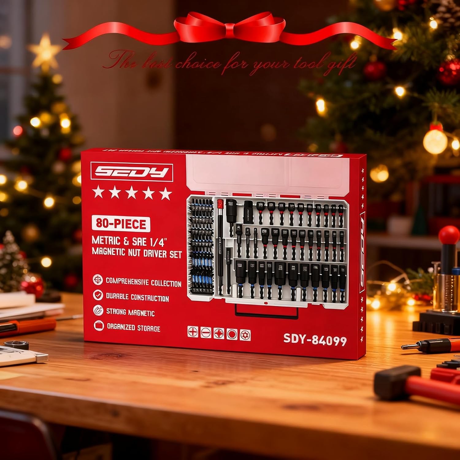 SEDY 80-Piece Magnetic Impact Nut Driver Set Metric SAE S2 Steel Cr-V 84099