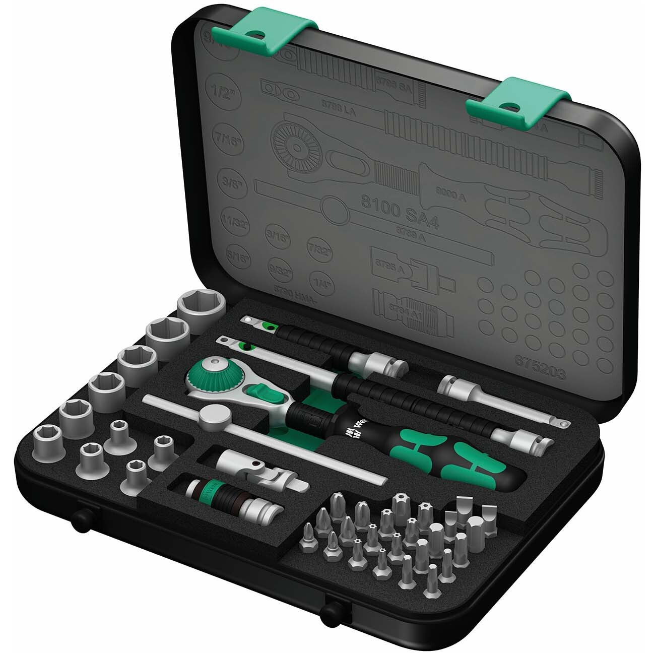 WERA SAE (STANDARD) 1/4” DRIVE SPEED COMPACT DURABLE RATCHET (41-PIECE SET) NEW