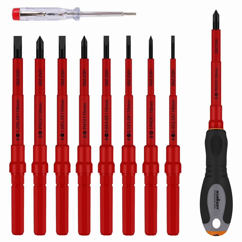 1000V Insulated Screwdriver Set 10Pcs Interchangeable magnetic Tips Electricion