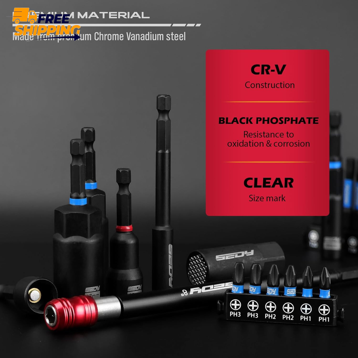 80-Piece Premium Magnetic Impact Nut Driver Set Metric & SAE ✅