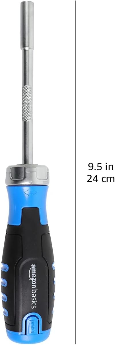 Amazon Basics 12 Piece Ratcheting Magnetic Screwdriver Blue, Black, Silver