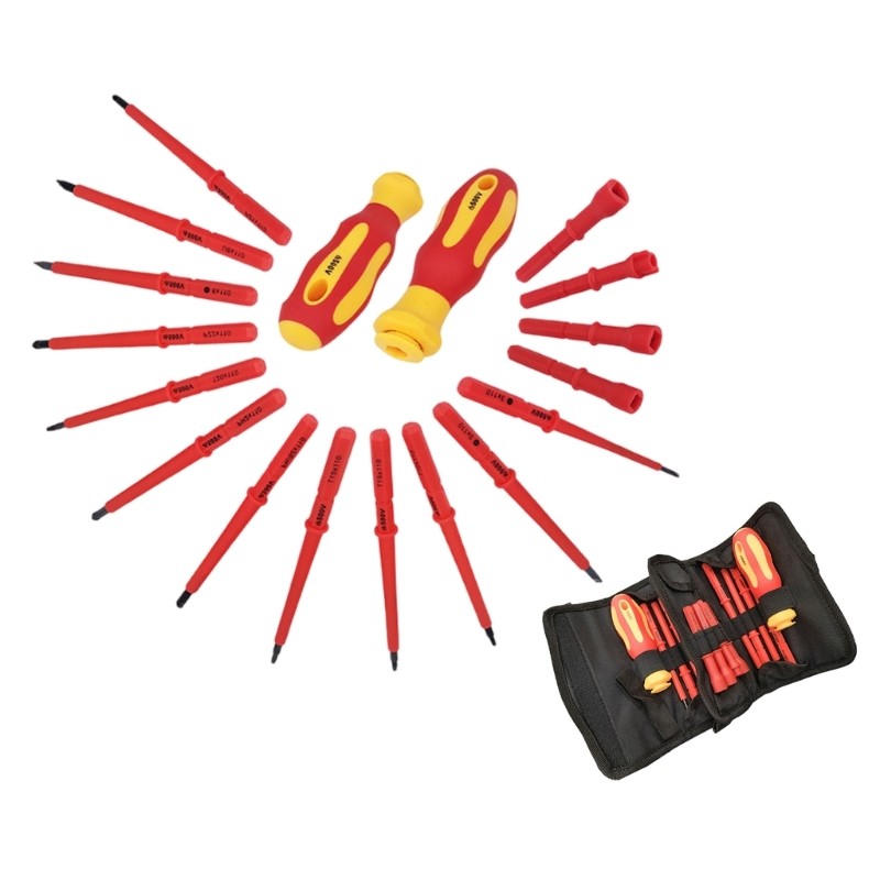 18Pieces Insulated Screwdriver Set for Everyday Repair Tasks Comfortable Handle