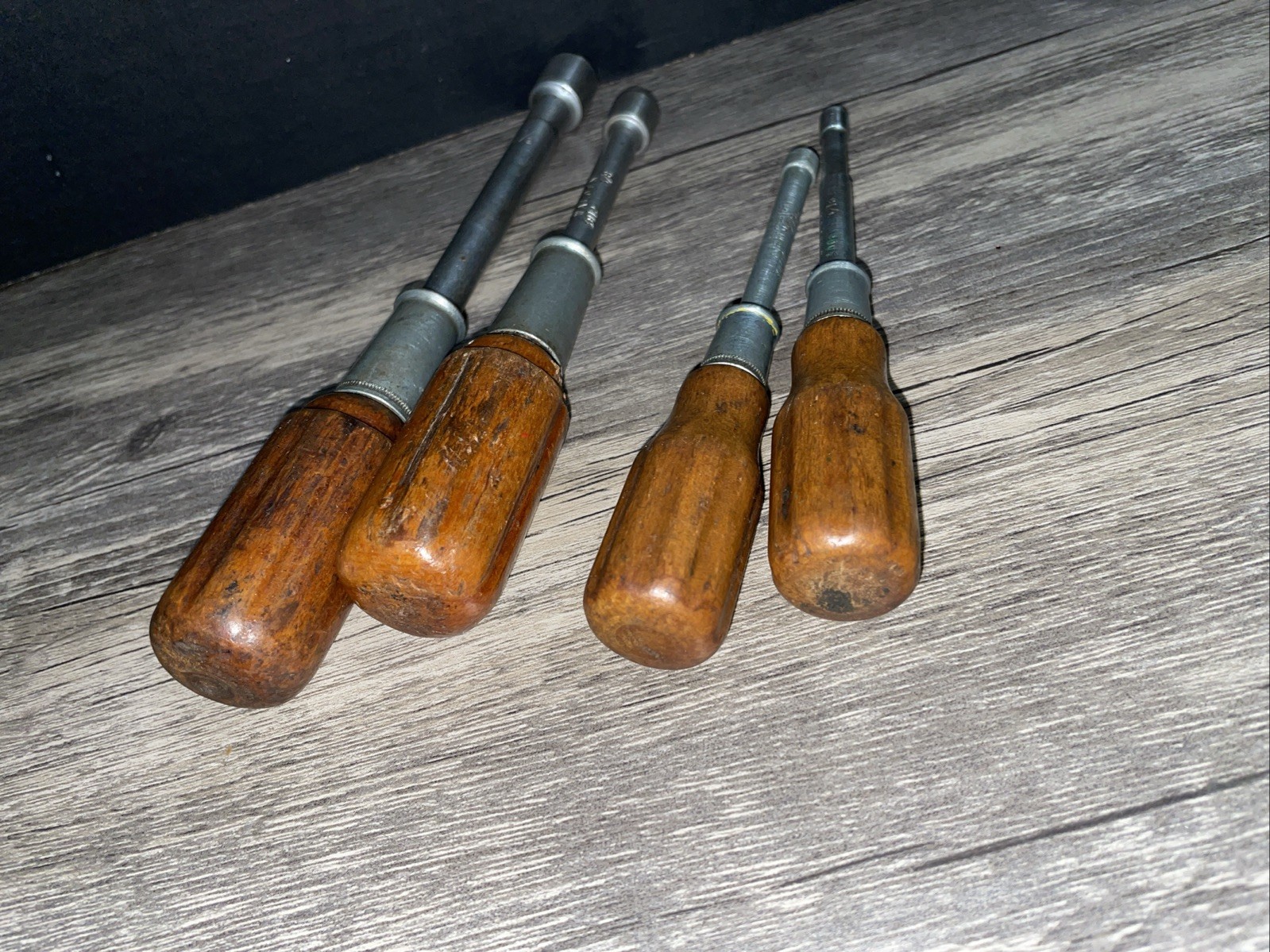 Spintite SPIN TITE Walden Nut Drivers Made USA Vintage Wood Handles Lot Of 4