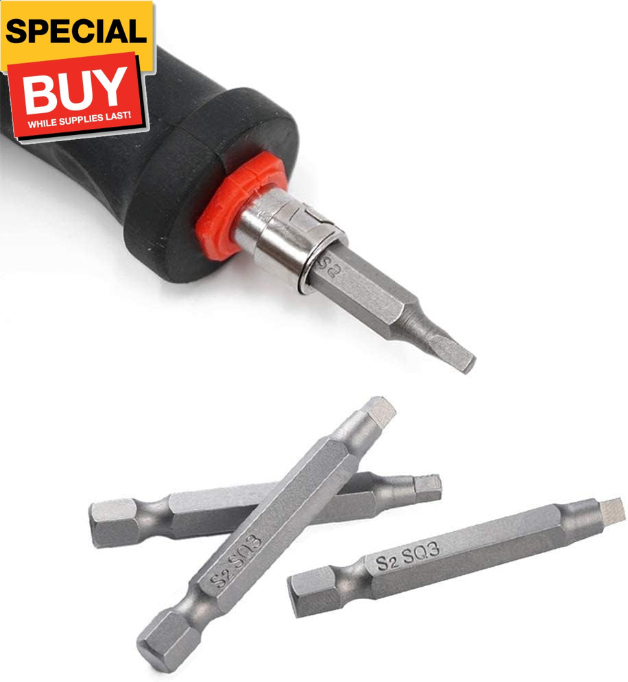 6 Pieces Square Screwdriver Bits, 1/4 inch Hex Shank S2 Steel Square SQ1 SQ2 SQ3