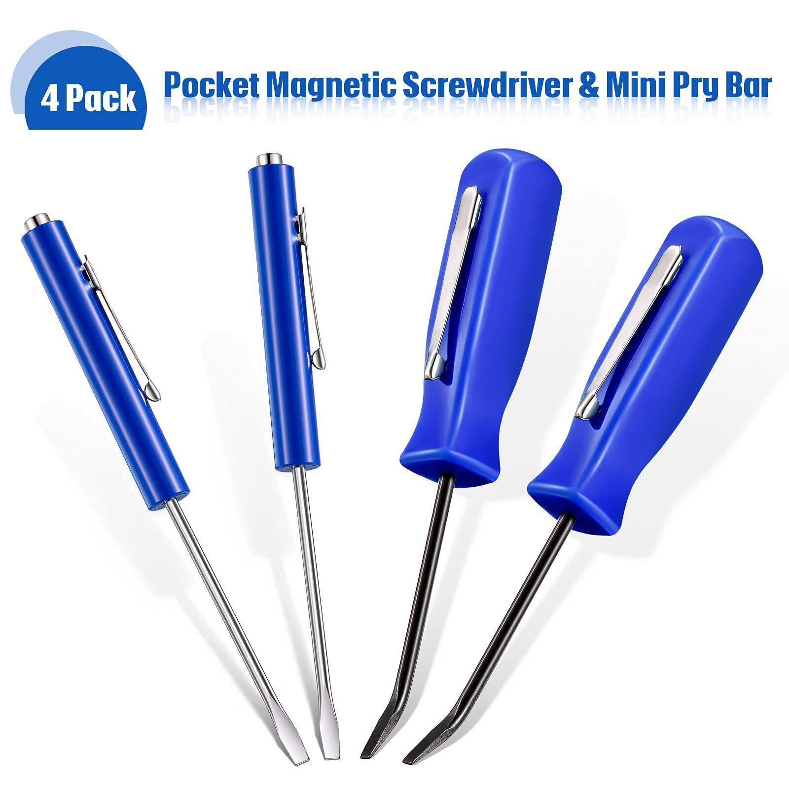 4 Pieces Pocket Screwdriver With Magnet Mini Slotted Head Magnetic Pocket Screwd