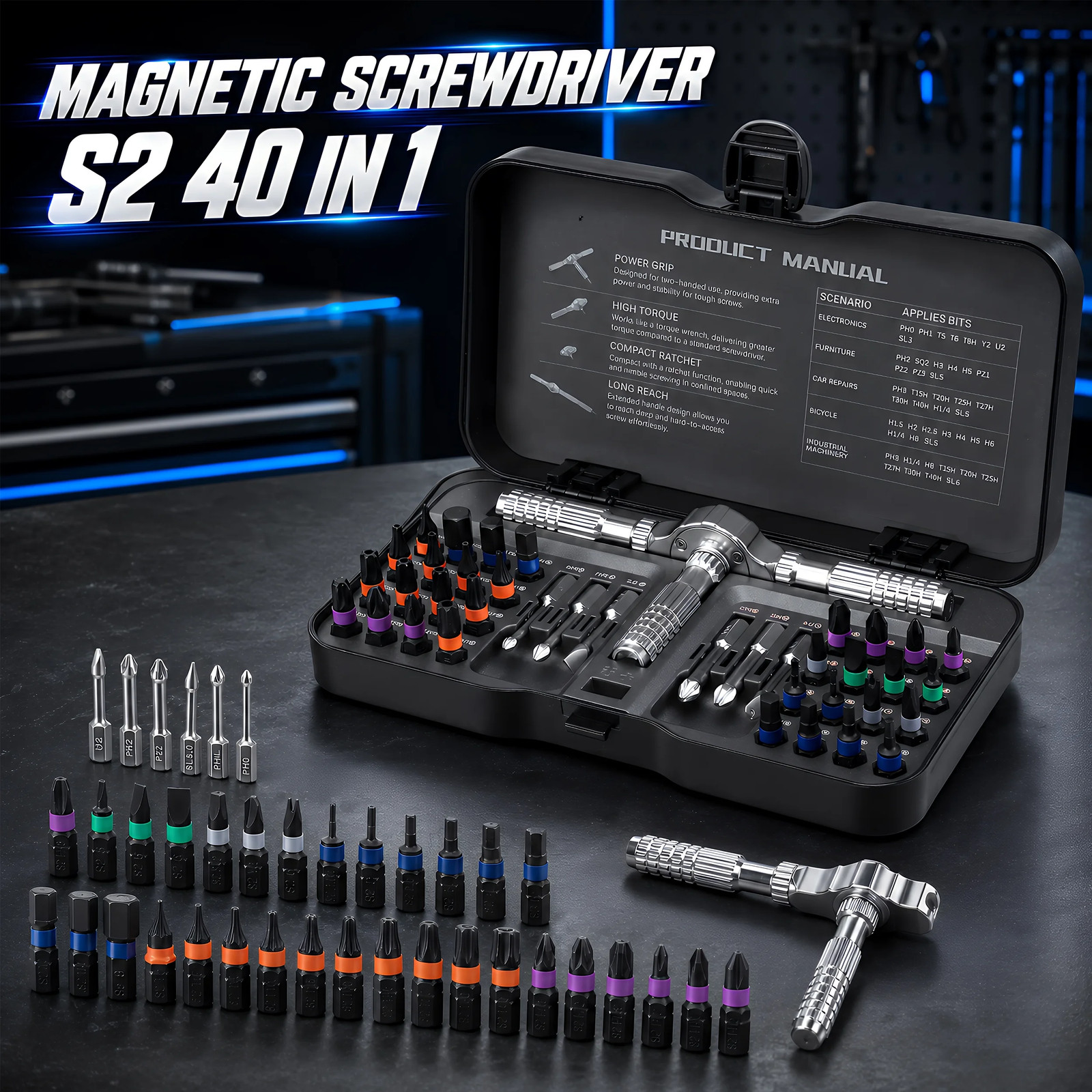 Magnetic Screwdriver 40 in 1,Multi-Purpose Ratchet Screwdriver Set,Tool Kit for