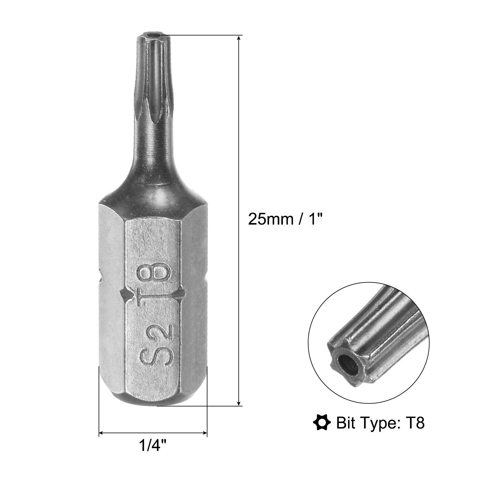 25pcs Torx Bits 1/4″ Magnetic Screwdriver T8 Screw Driver Bit S2 Alloy Steel