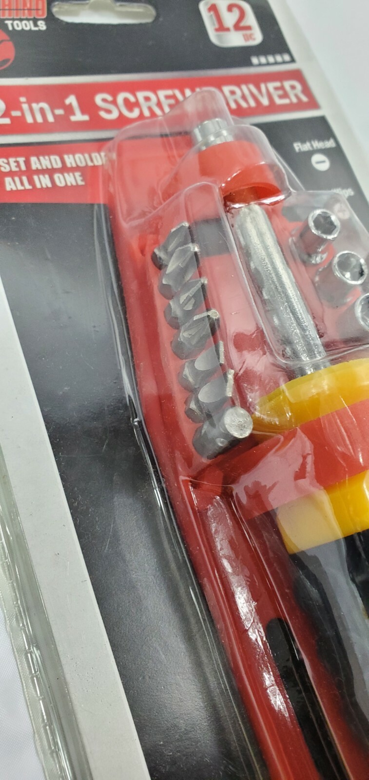 Screwdriver Set 12 in 1 Red Rhino & Holder Flat Head Philips & Socket