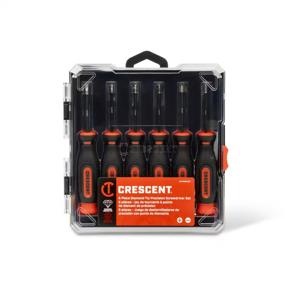 Diamond Tip Phillips and Slotted Precision Screwdriver Set with Dual Material Ha