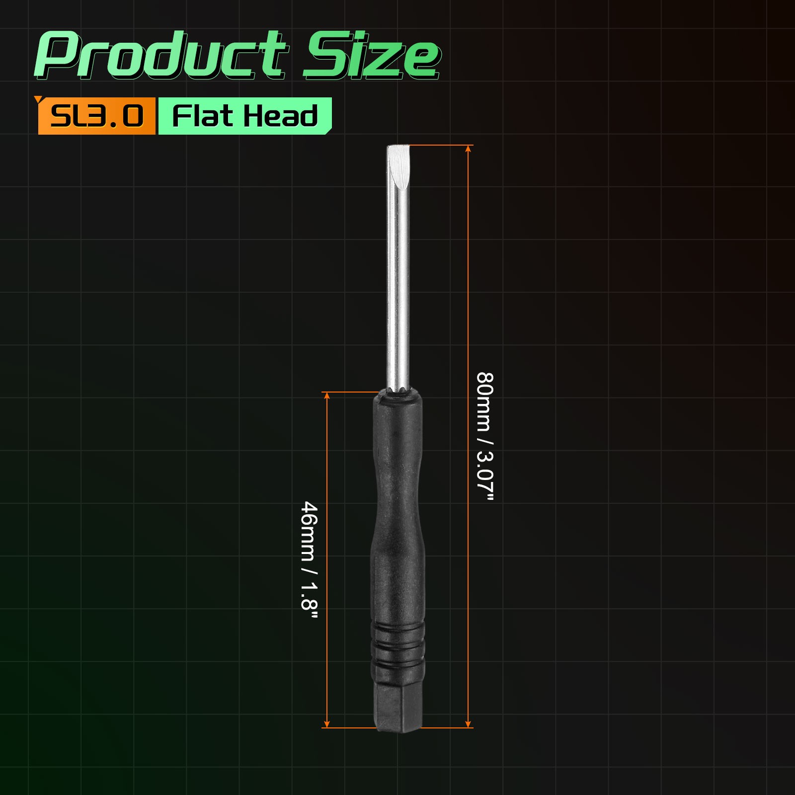 8pcs SL3.0 Mini Flat Head Screwdriver 3.07″ Screwdrivers Carbon Steel, Black