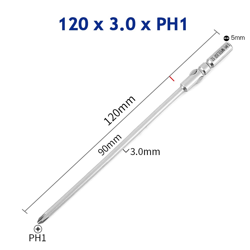 50mm-200mm Long Magnetic Power Drill Screwdriver Bit Set 5mm Round Shank