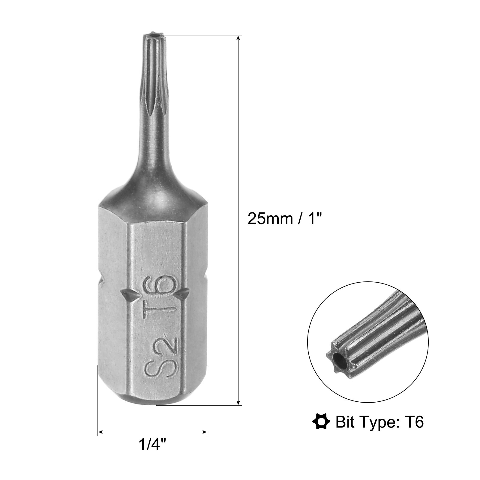25pcs Torx Bits 1/4″ Magnetic Screwdriver T6 Screw Driver Bit S2 Alloy Steel