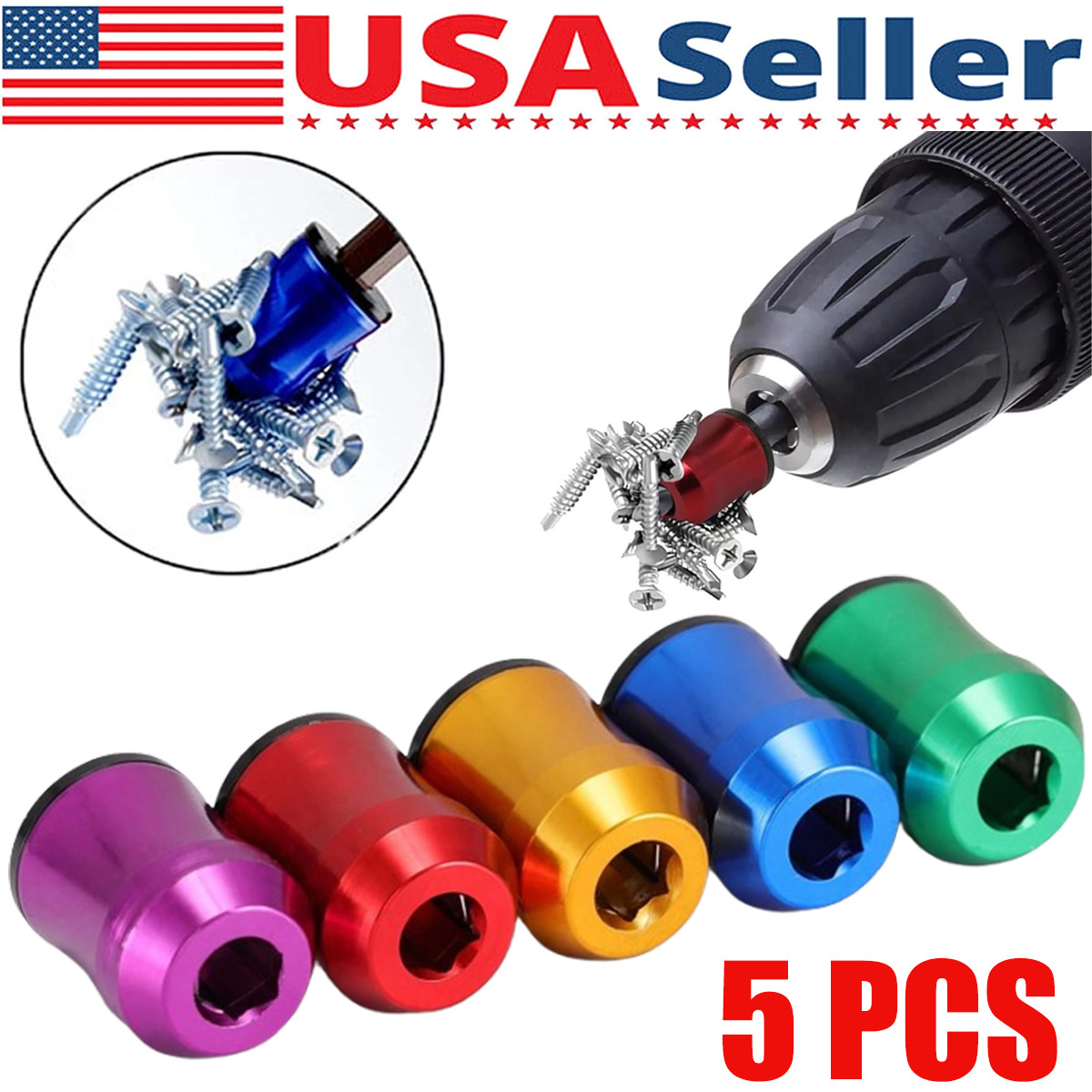 5 x Magnetic Screw Ring Holder Strong Grip Anti-Slip for Drill Bit & Screwdriver