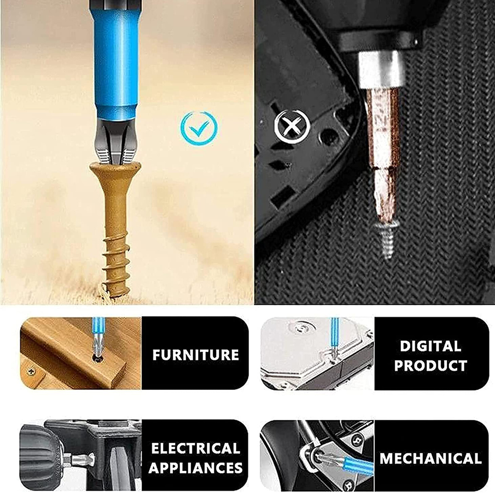 14/7 Magnetic screwdriver bit Bits set PH2 Anti-slip Hex Shank Screw Cross Head