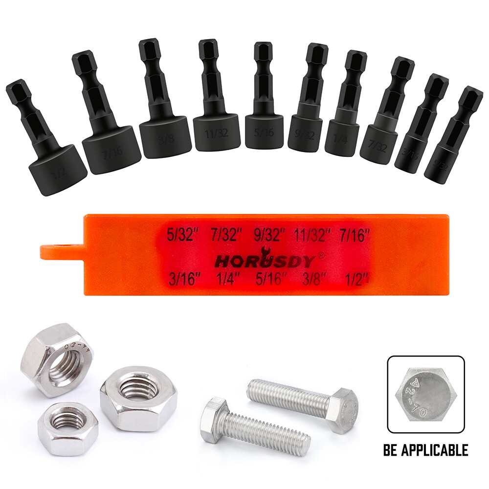 22PCS Power Nut Driver Bit Set Quick Change MM & SAE Impact 1/4″ Hex Shank
