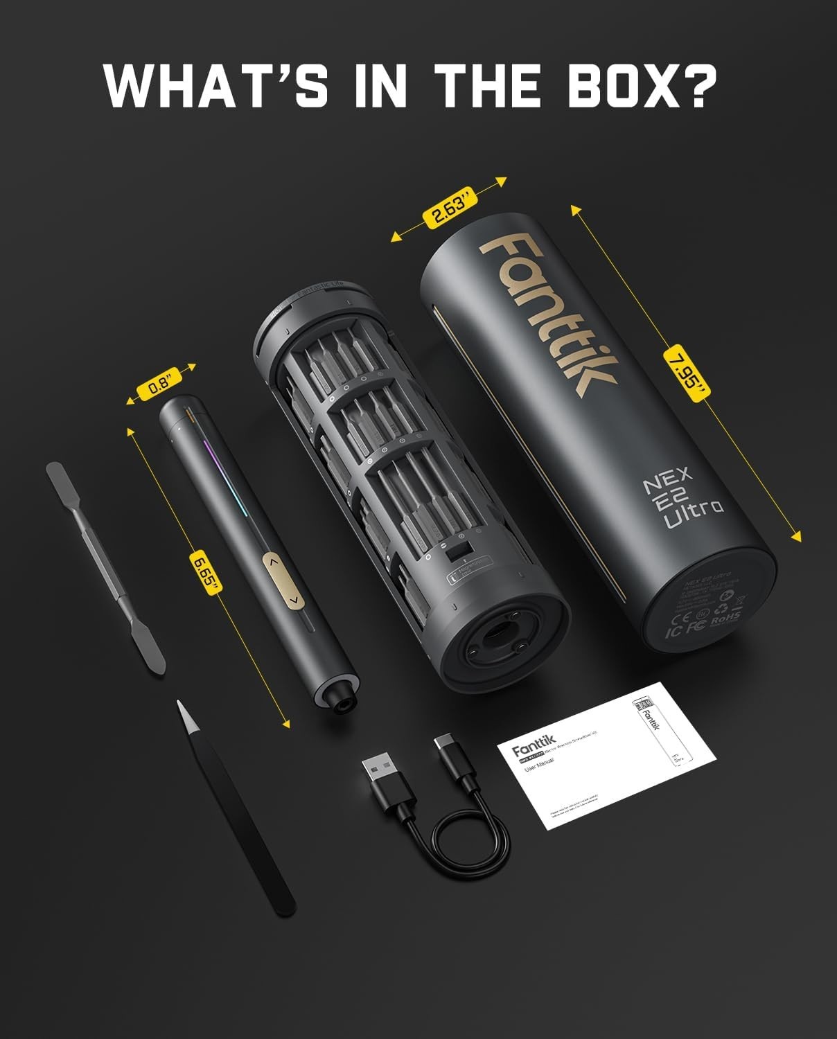E2 Ultra Electric Screwdriver Set – 50 Bits, 0.6N.m Torque