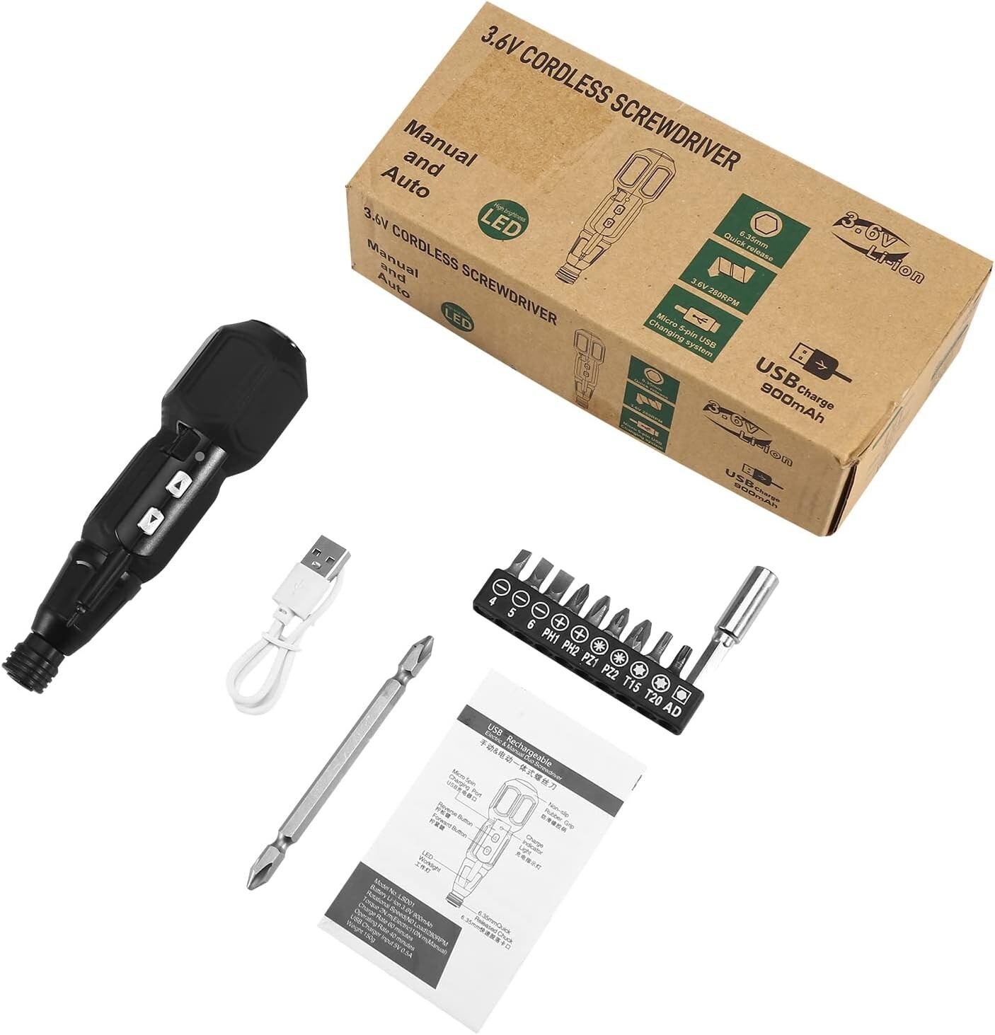 AMIR Cordless Power Screwdriver Rechargeable Electric Screwdriver Sets Portab…