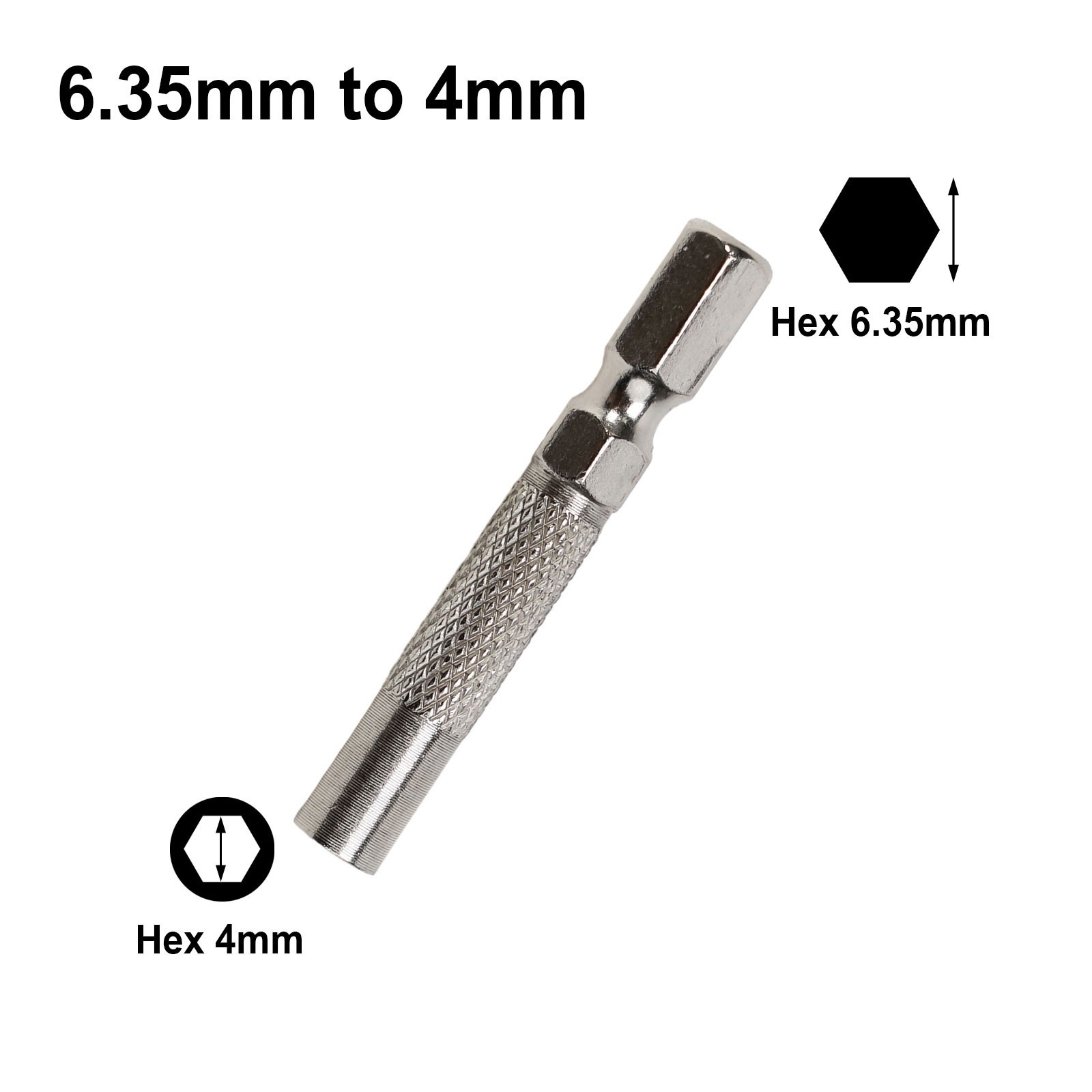 Silver 6.35mm 1/4″ Insert Bit Adapter 5PCS Hex 6.35mm Electric Screwdriver