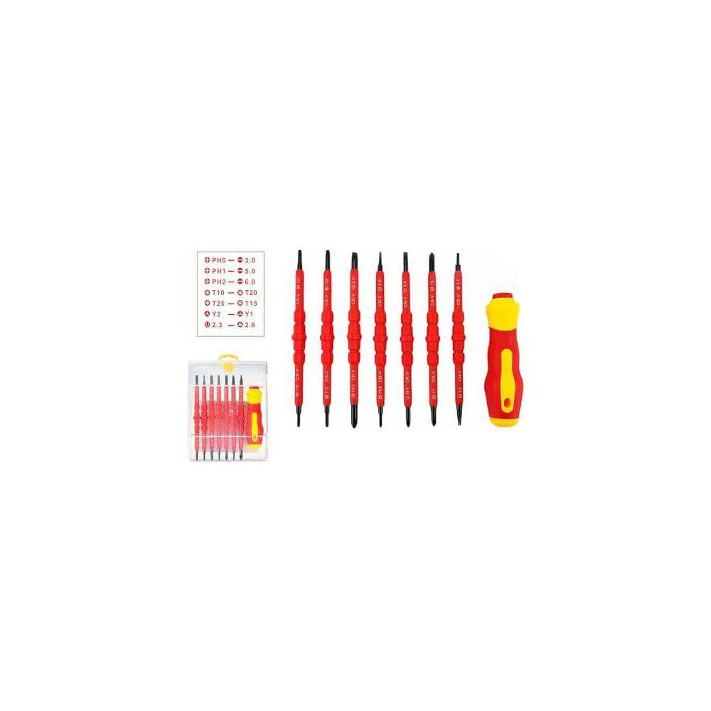 14 In. Shank 40 Bit Red Insulated Magnetic Screwdriver Set Multifunctional Inter