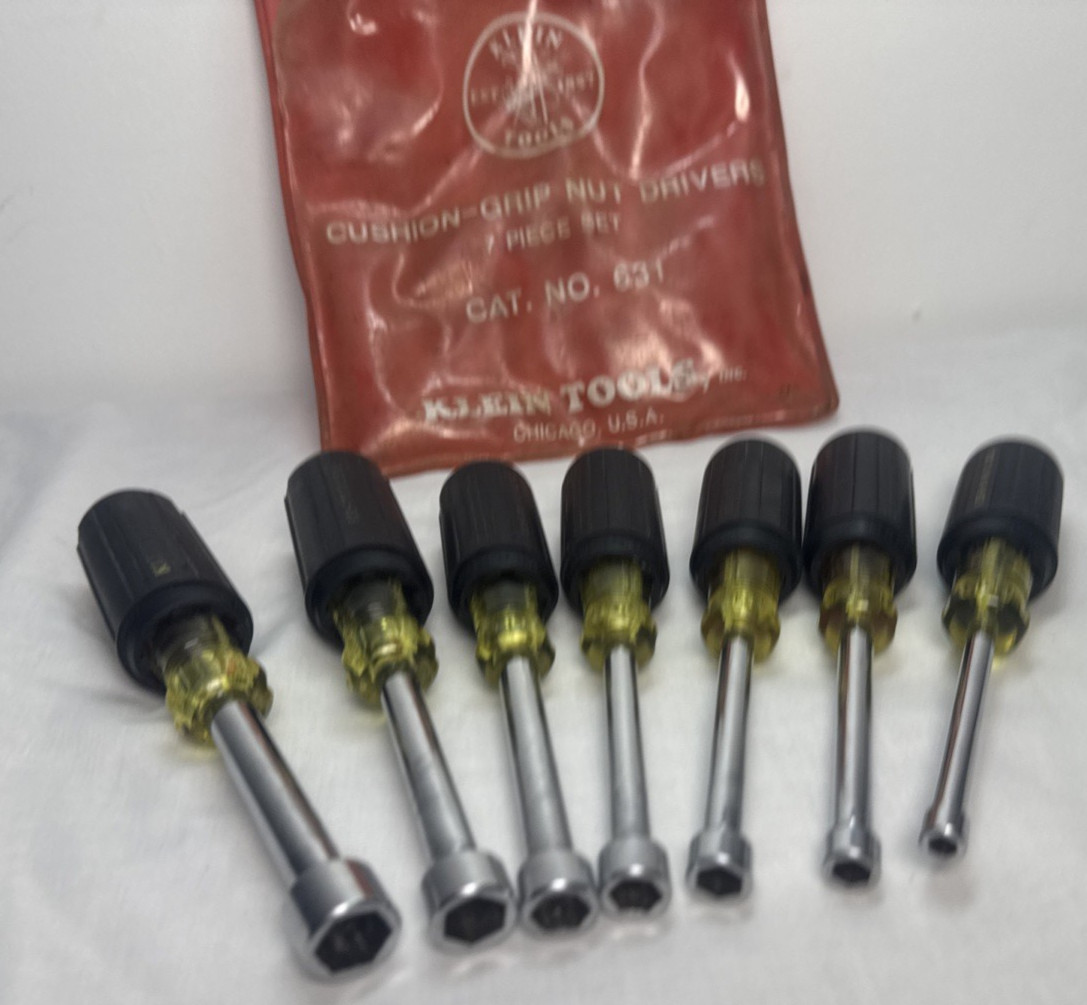 VINTAGE KLEIN 631 Standard Hollow Shaft Nut Driver Set 7 Piece Used