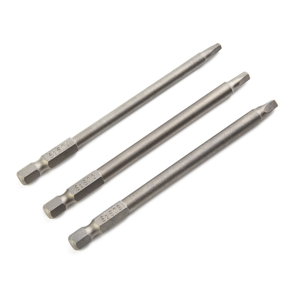 Screw Driver Bits Square Head Hand Tool Accessories 100mm 3pcs Hex SQ1-SQ3