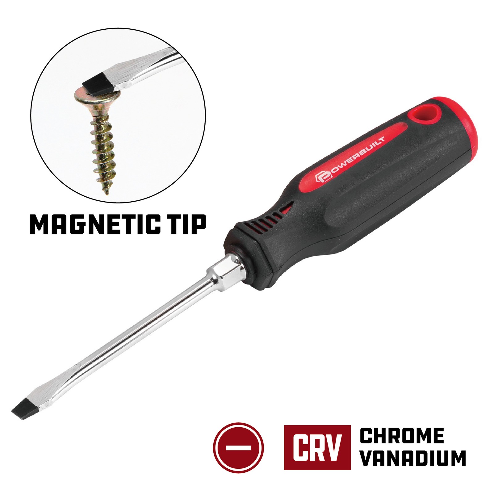 Powerbuilt 3/16 Inch Slotted Screwdriver with Double Injection Handle – 646168