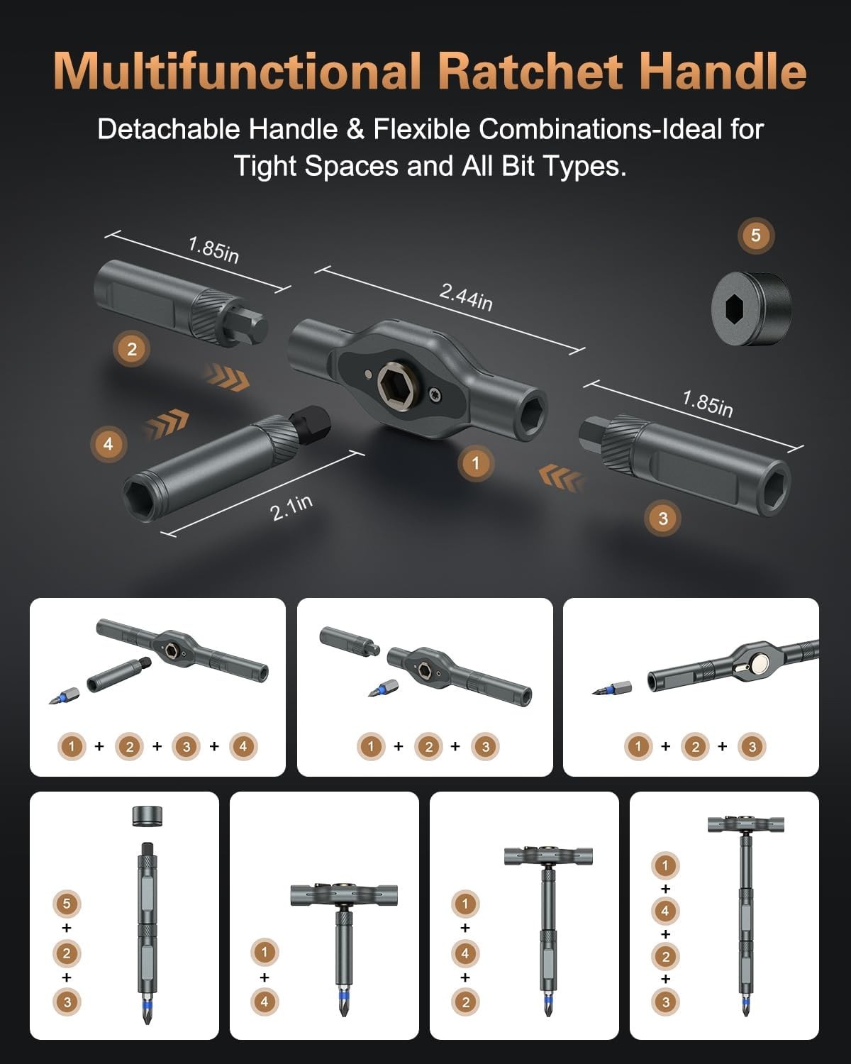 Bomivoi 74 in 1 Magnetic Screwdriver Set, Multi Bit Ratchet Black