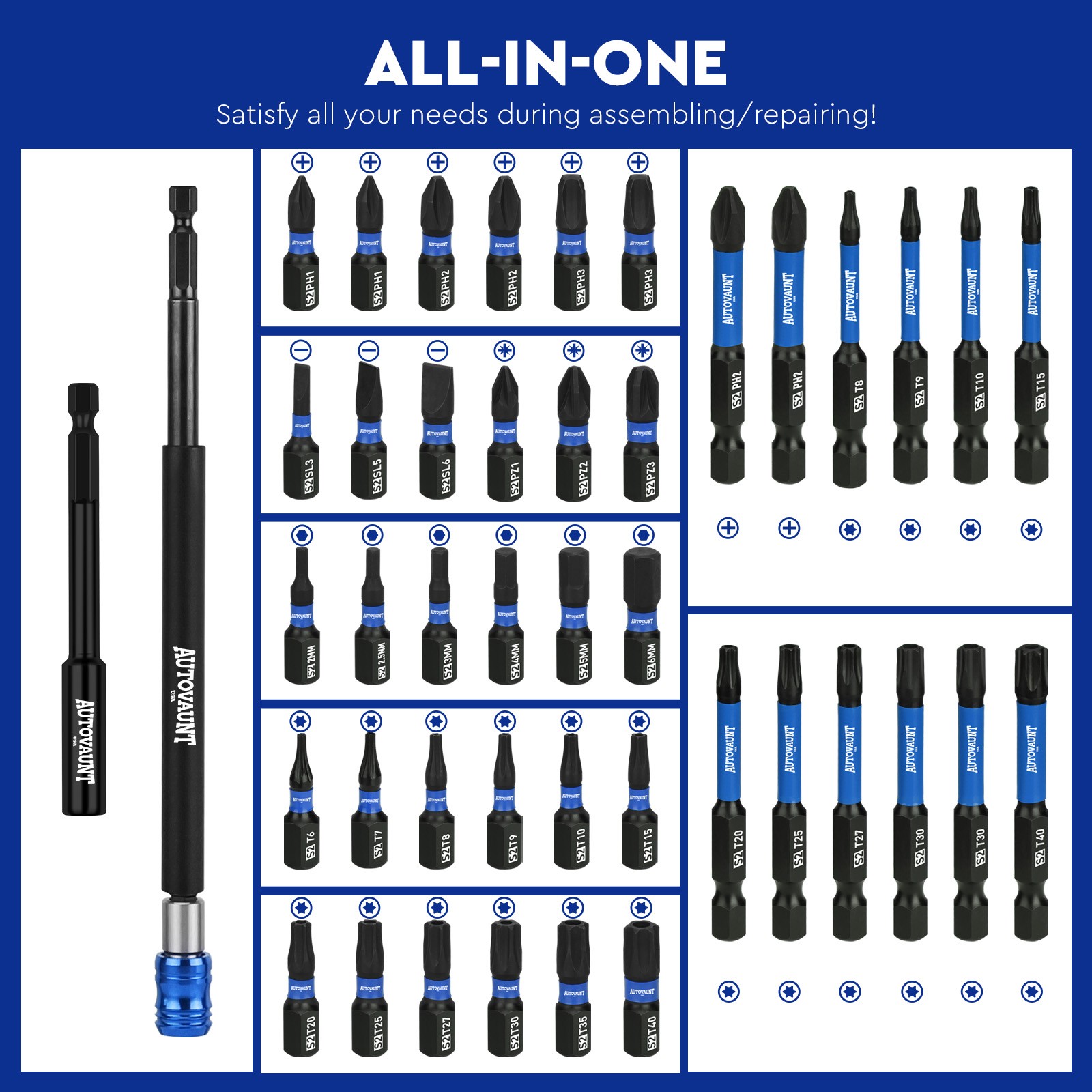 80PC Magnetic Impact Nut Driver Screwdriver Adapter Set MM Inch 1/4 Quick Change