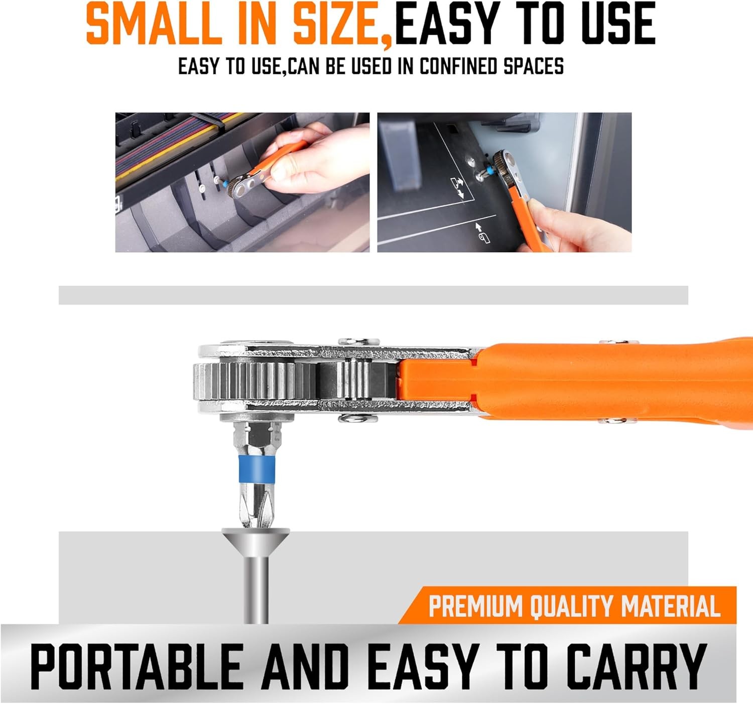 Ultra Low Profile Mini Ratchet Screwdriver Set–Tamper Resistant Star Bits, 90