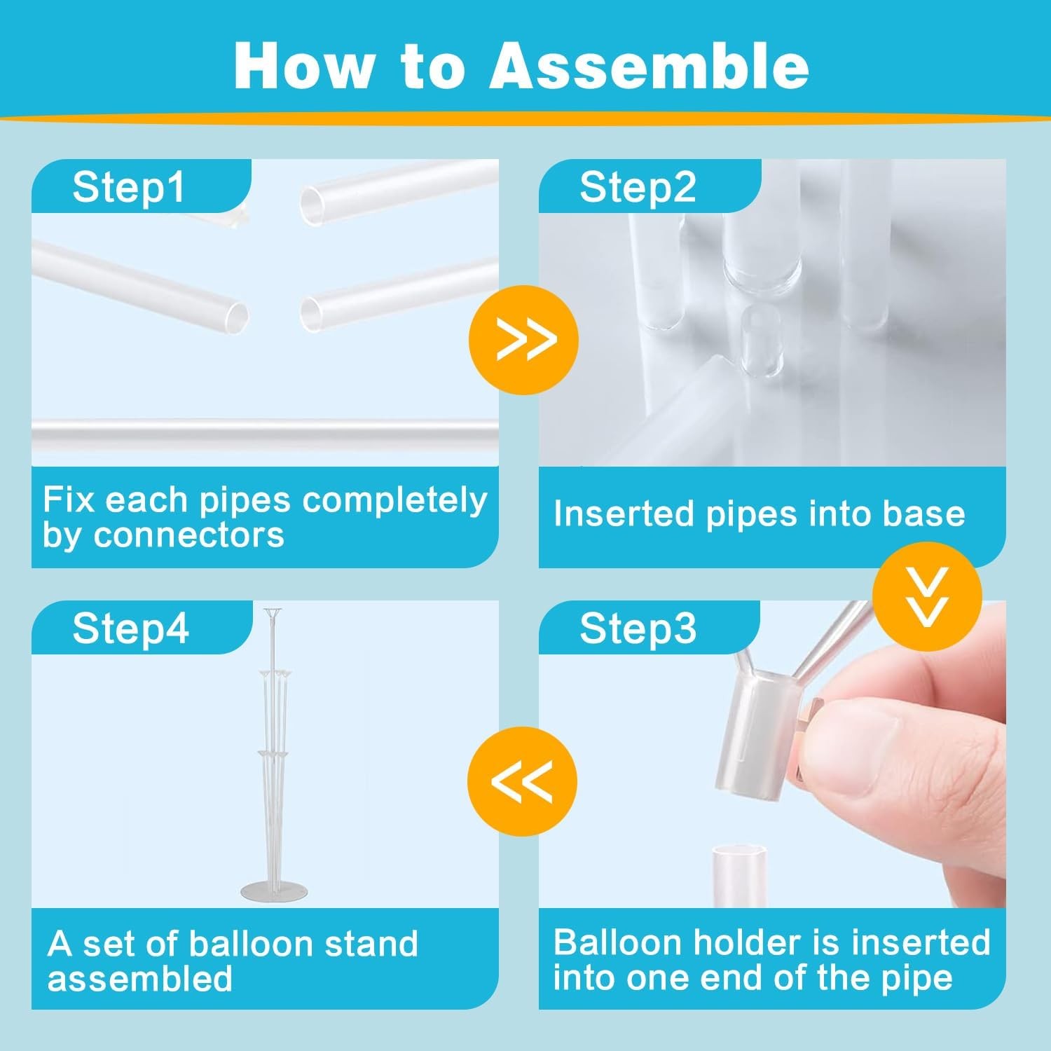 JOYYPOP 4 Sets Balloon Stand Kit For Table, 10 x 5 x 1.5 inches, White