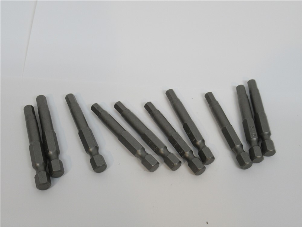 3/16″ Hex Bit, 2″ OAL, 1/4″ Drive Hex, 10 Pack