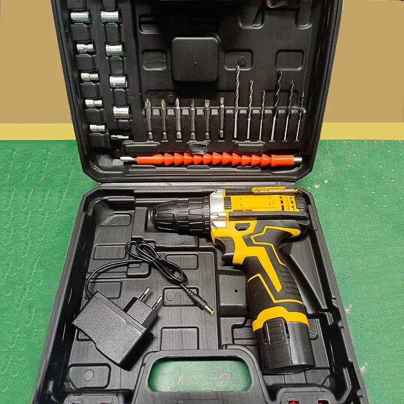 Lithium Electric Drill & Screwdriver, 18 Torque Settings, LED Light