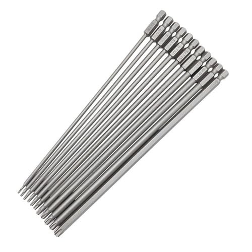 11pcs Extra Long Torx Screwdriver Bit Set, Magnetic S2 Steel Star Bits T6-T40 1/